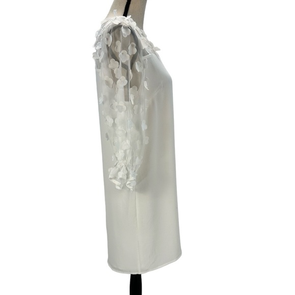 CeCe 3/4 Sheer 3D Flower Sleeve Mini Dress - Ivory - size Medium - Picture 2 of 11